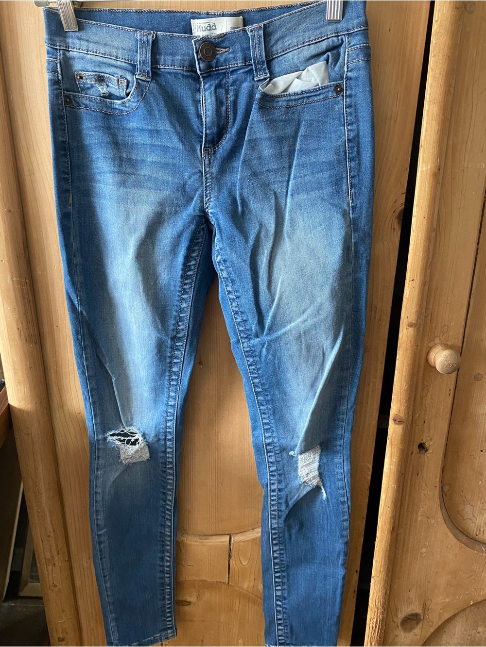 Mudd Women’s Light Blue Distressed Skinny Jeans
